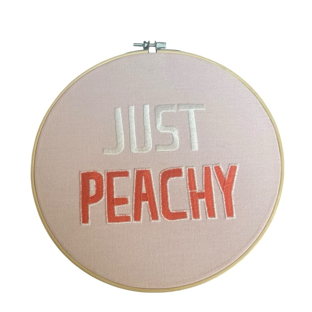Embroidered Just Peachy Wall Hanging Cottagecore Feminine